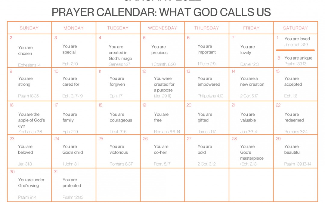 January 2022 Prayer Calendar: What God Calls Us